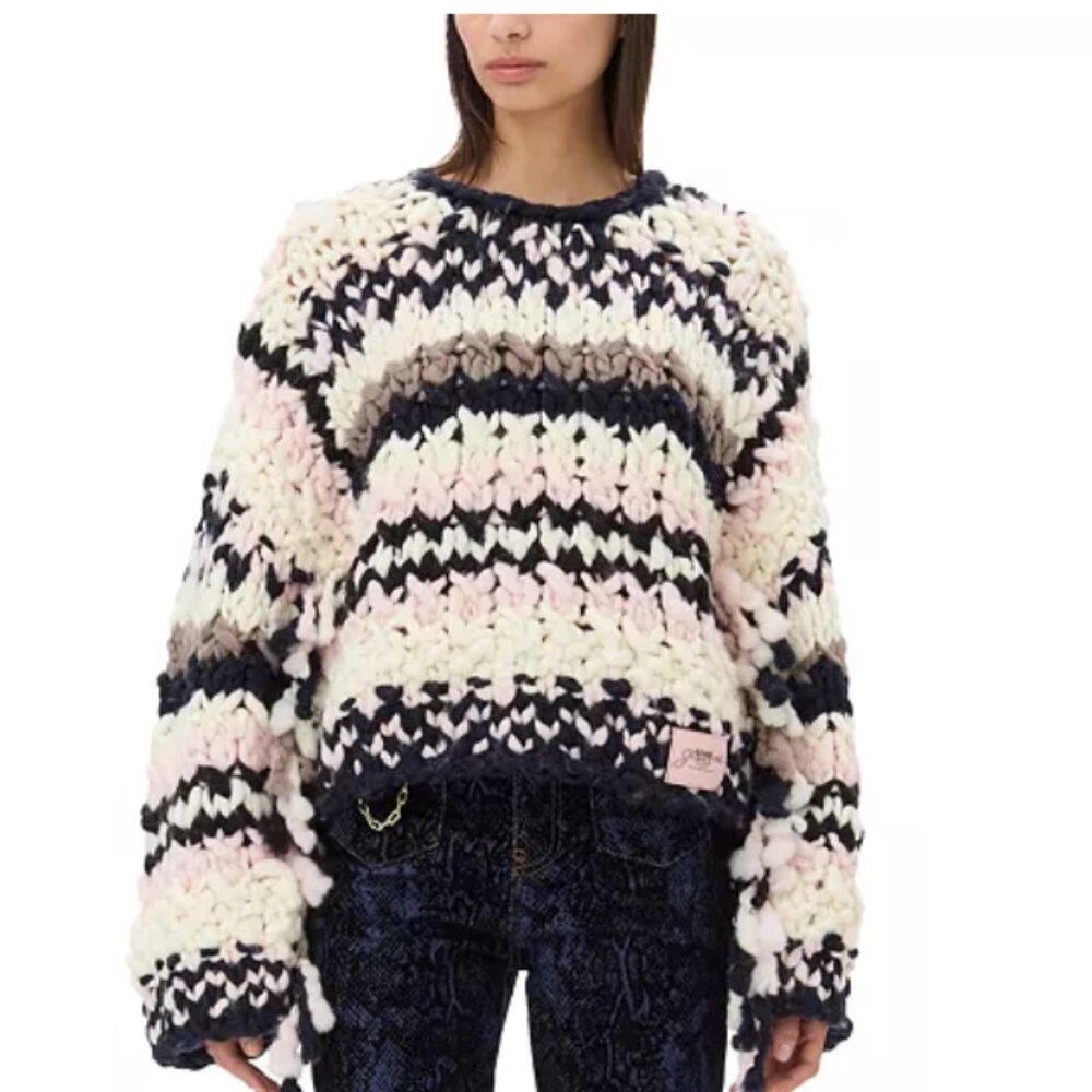 GANNI HAND KNIT STRIPED SWEATER NWT